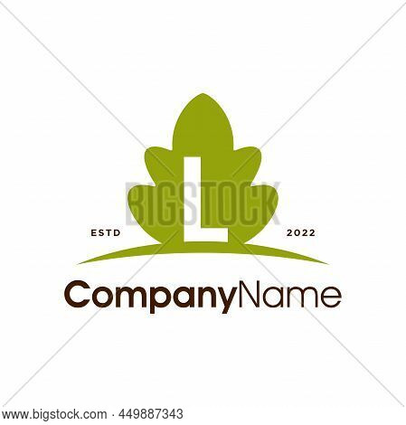Simple And Clean Illustration Logo Design Initial L Oaks Leaf, Logo Good For Any Company And Can Wor