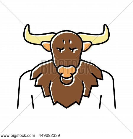 Minotaur Ancient Greece Color Icon Vector. Minotaur Ancient Greece Sign. Isolated Symbol Illustratio