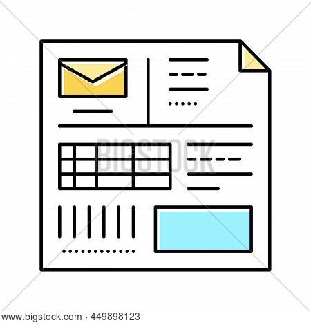 Invoice Paper List Color Icon Vector. Invoice Paper List Sign. Isolated Symbol Illustration
