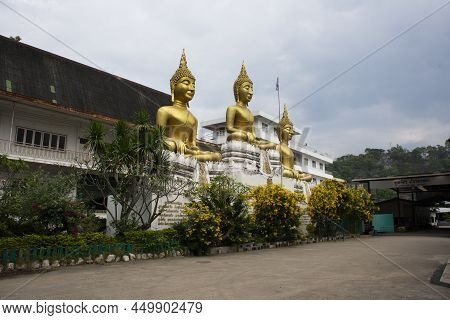 Buddha Statue For Thai People And Foreign Traveler Travel Visit Respect Praying Blessing With Holy A
