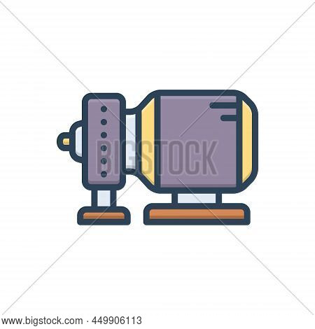 Color Illustration Icon For Pump Electric Engine Water-pumb Pipe Appliance Motor