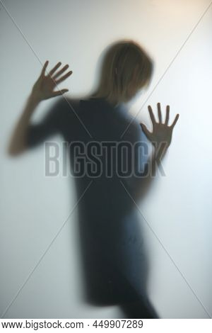 Image Of A Woman Blurred Behind A Glass With Sexy Postures And Well Framed To Give Meaning To The Ph