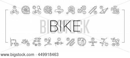 Bike Repair Service Collection Icons Set Vector. Complex Bike Repair And Setting, Research And Fix B