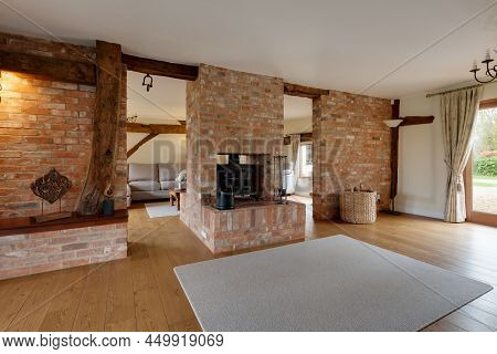Weston Colville, Cambridgeshire - Feb 13 2018: Furnished Living Room Hallway With Exposed Timber Flo