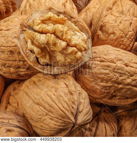 Walnuts Background. Fresh Walnuts  As A  Poster
