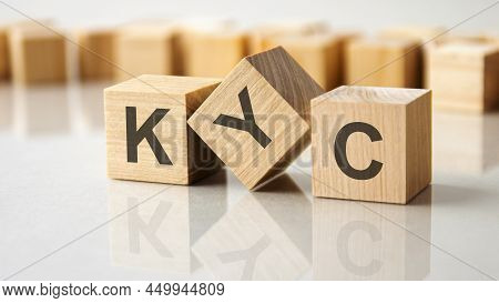 Business Conceptual Word Collected Of Wooden Elements With The Letters Kyc