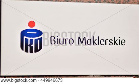 Sign Pko Biuro Maklerskie . Company Signboard  Pko Biuro Maklerskie..
