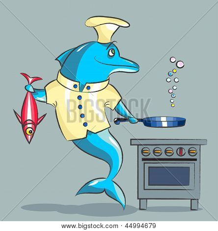 El delfín es el cocinero