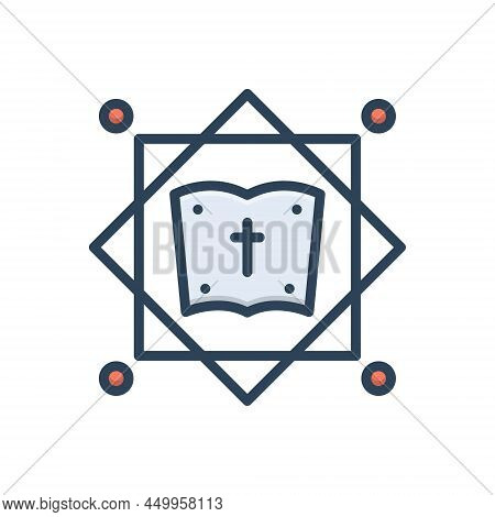Color Illustration Icon For Theology Deontology Divinity Jurisprudence Belief Doctrine Religious