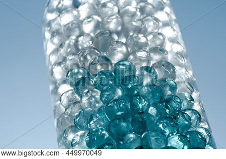 Hydrogel Balls In A Glass Vase. Hydrogel As An Art Object Or Background For A Computer Desktop. Hydr