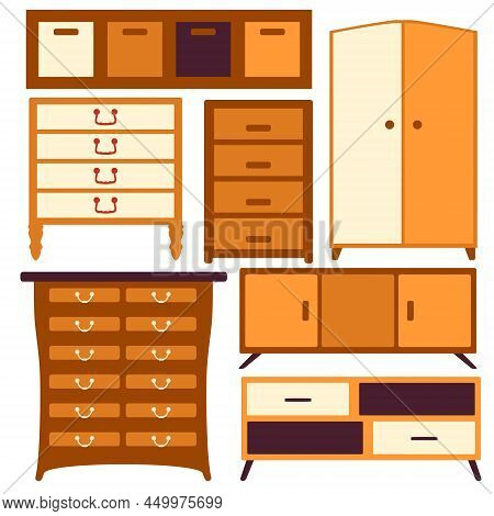 Modern Furniture, Cabinet Collection, Intrior Design, Vector Illustration