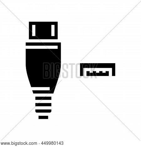 Usb Micro A Glyph Icon Vector. Usb Micro A Sign. Isolated Contour Symbol Black Illustration
