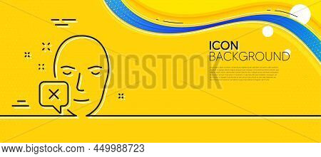 Face Declined Line Icon. Abstract Yellow Background. Human Profile Sign. Facial Identification Error