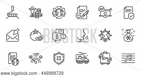 Outline Set Of Reject Protection, Santa Sack And Insurance Policy Line Icons For Web Application. Ta