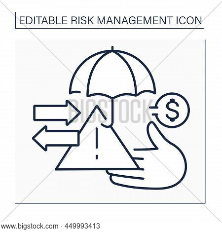 Risk Transfer Line Icon. Potential Loss Shifted To Third Party. Takes Responsibility For Mitigating 