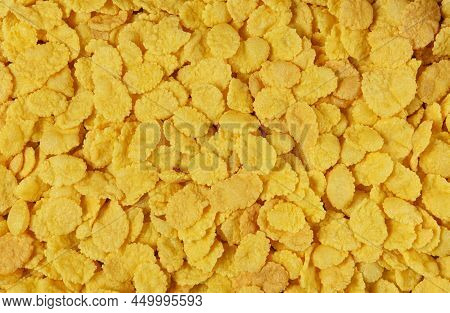 Corn Flakes Background. Close Up Top View.
