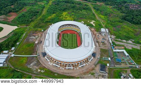 Aerial View Of New Football Stadium For Upcomming Indonesia Team. Banten International Stadium In Th