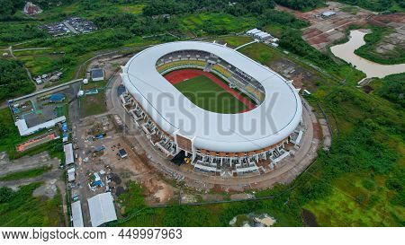 Aerial View Of New Football Stadium For Upcomming Indonesia Team. Banten International Stadium In Th