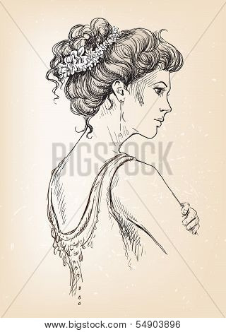 Beautiful girl. Bride. Bridal hair.