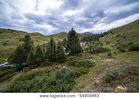 Mountain landscape in bad cloudy weather