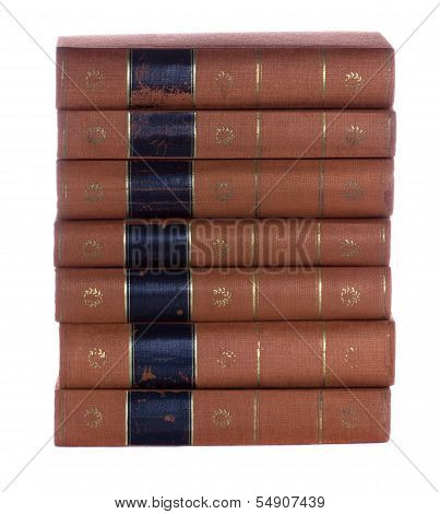 Stack Of Old  Vintage Books Goethe Isolated On White
