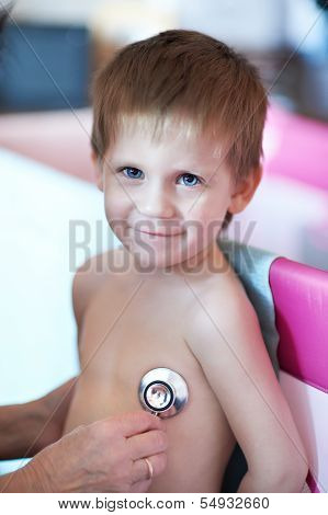 Pediatric Doctor Examining Kid With Phonendoscope