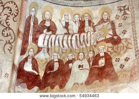 Religious Vault Paintings From Inkoo Church, Finland