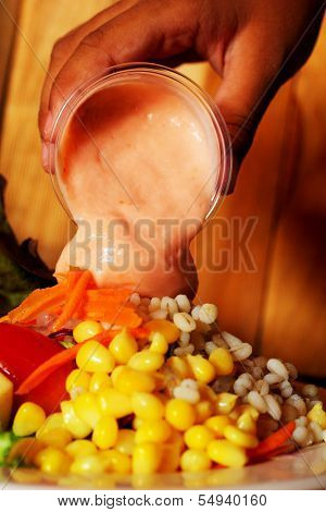 Salad With Vegetables Salad In The Plate.