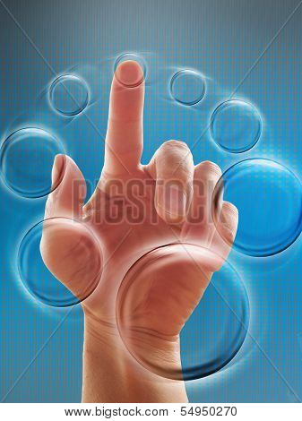 Hand Working With Touch Screen Interface