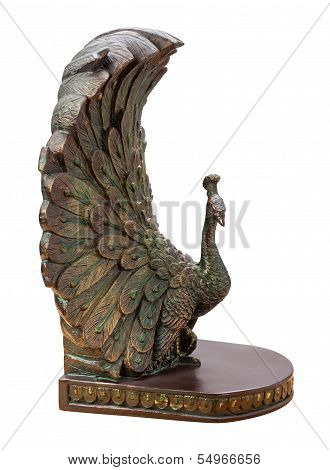 Bronze Peacock Bookend Isolated