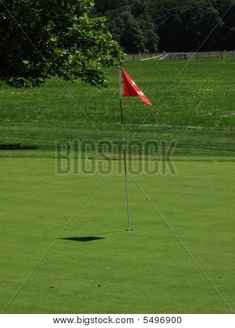 Golf grønne og Flag