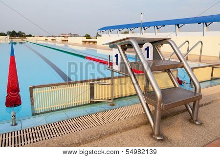 Platform Number 1 for Start and Lane of Swimming Pool