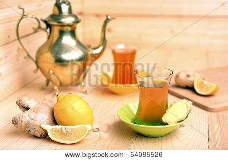 Turkish Tea With Ginger And Lemon