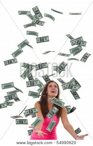 Women catching falling money