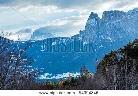 Predawn Morning Winter Mountain Landscape (italy)