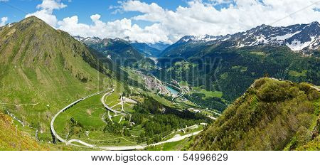 Summer Alps Mountain Pass Panorama