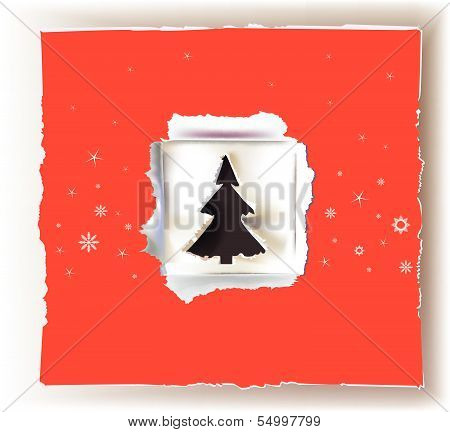 Christmas background with ripped paper design