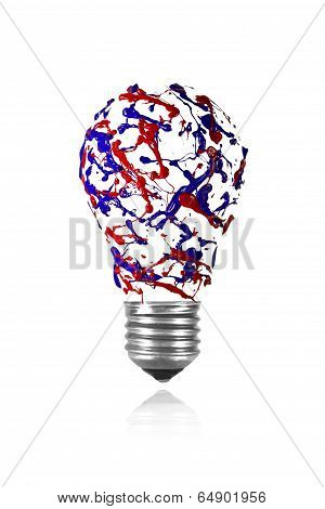 Red Blue Paint Splah Made Light Bulb
