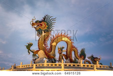 Chinese Dragon statue, Nakornsawan Park, Thailand.