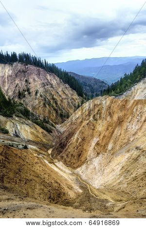 Erosional View Of Ruginoasa Pit From Apuseni Mountains, Romania