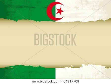 An Algerian flag with a large frame for your message. Ideal to use for a screen