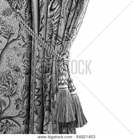 Curtain With An Ornament  In Black And White