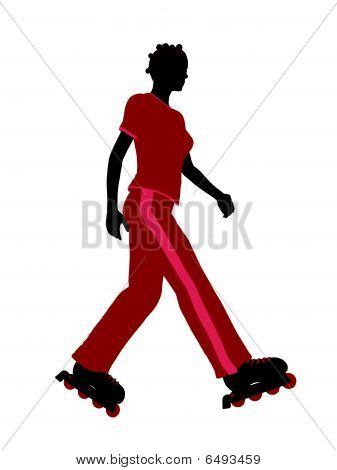 Silhueta feminina afro-americano Roller Skater