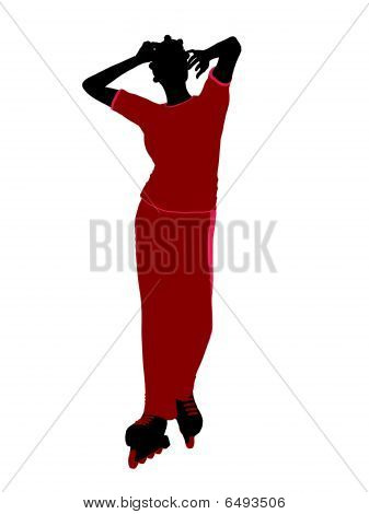 Silhueta feminina afro-americano Roller Skater
