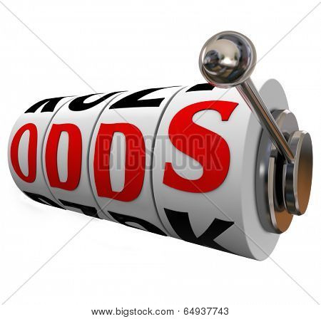 Odds word slot machine wheels dials bet gamble
