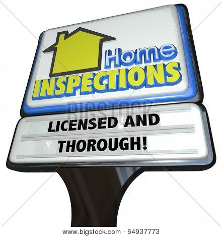 Home Inspection words on a business sign advertising an inspector service