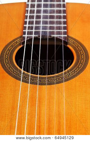 Body Of Classical Acoustic Guitar Close Up