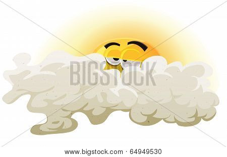 Cartoon Asleep Sun Character