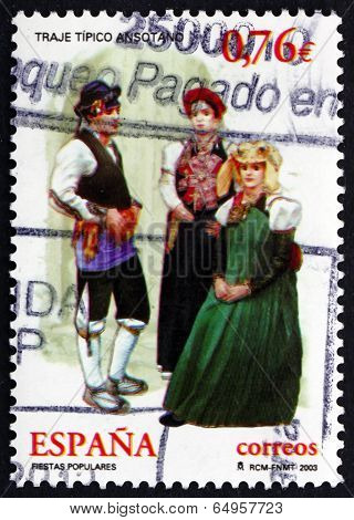 Postage Stamp Spain 2003 Traditional Dress From Anso Valley