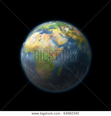 Earth Globe With Isolated On Black Background